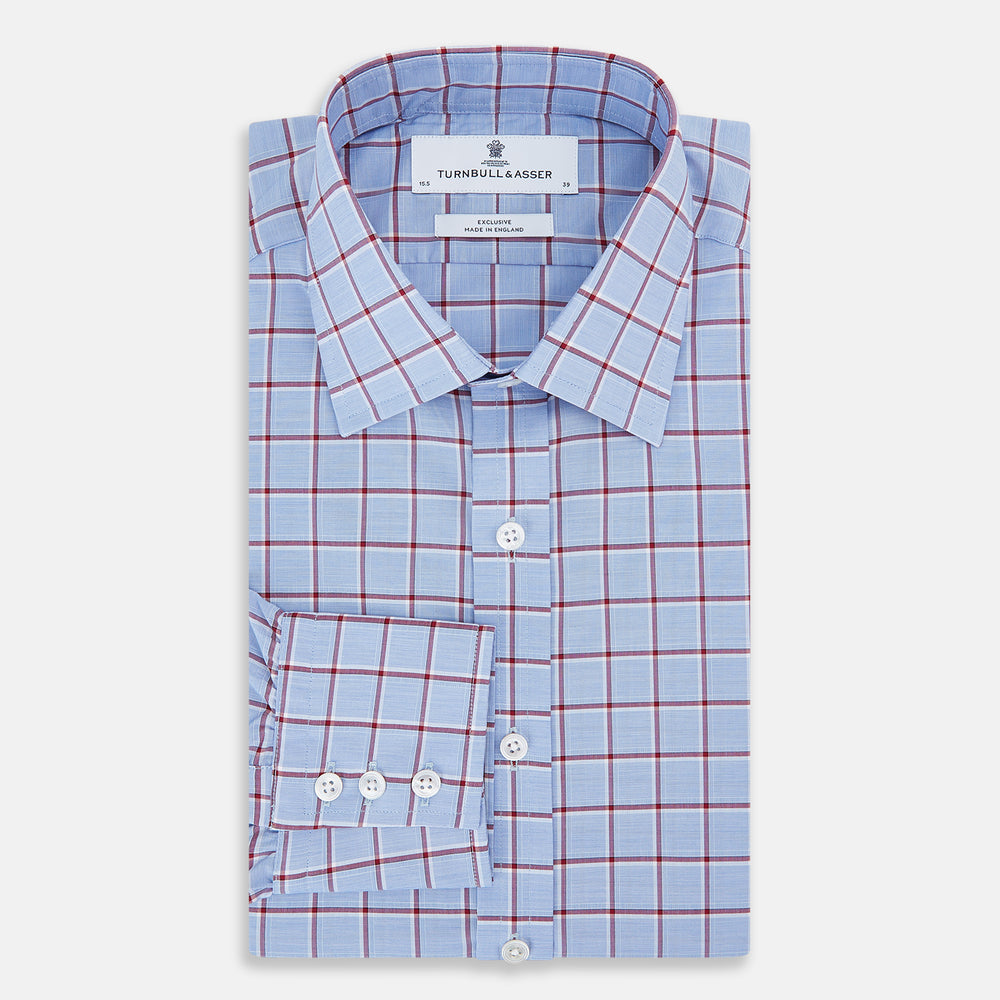 Blue and Burgundy Windowpane Mayfair Shirt