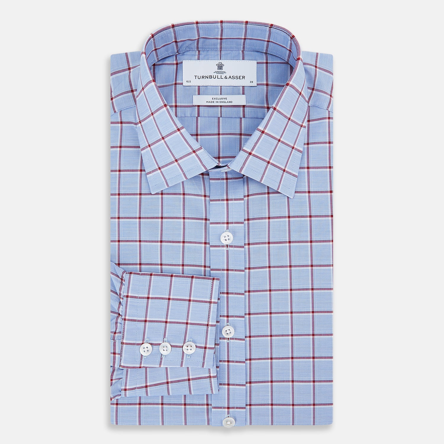 View 5 of product Blue and Burgundy Windowpane Mayfair Shirt