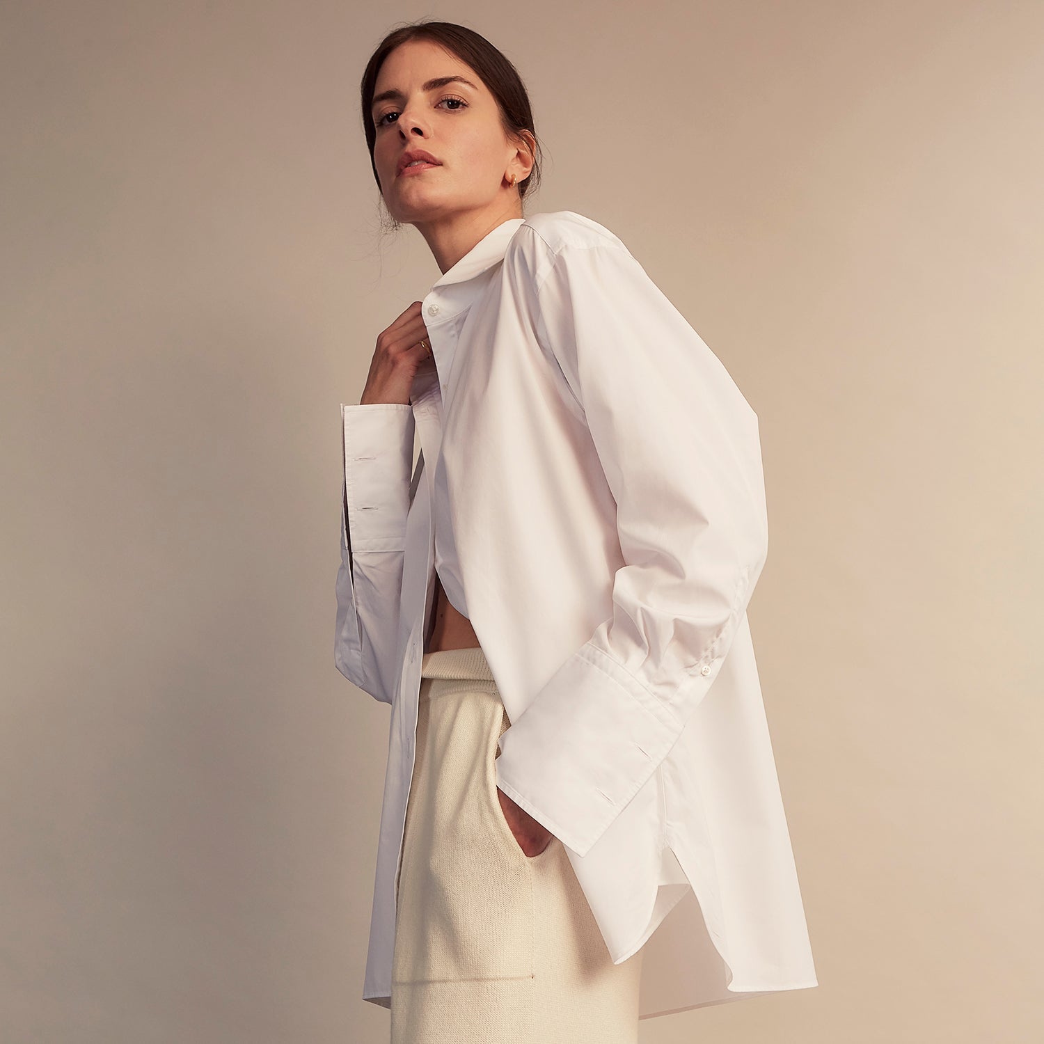 View 3 of product White Cotton Marlene Shirt