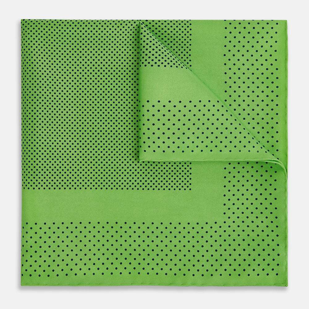 Fern Green Dot Silk Pocket Square