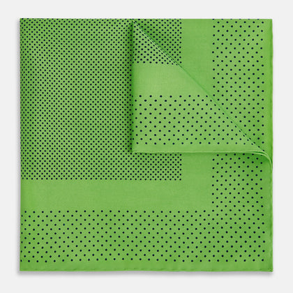 Fern Green Dot Silk Pocket Square Image 2
