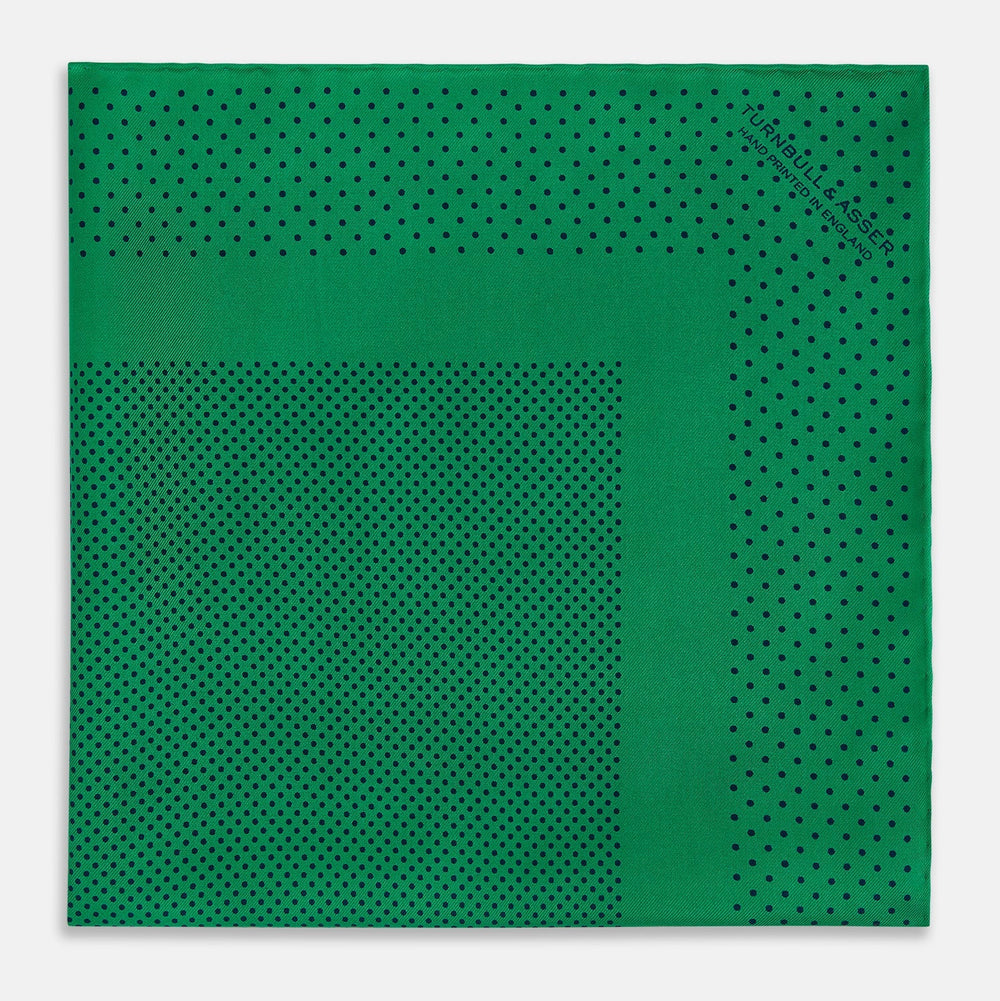 Green Dot Silk Pocket Square