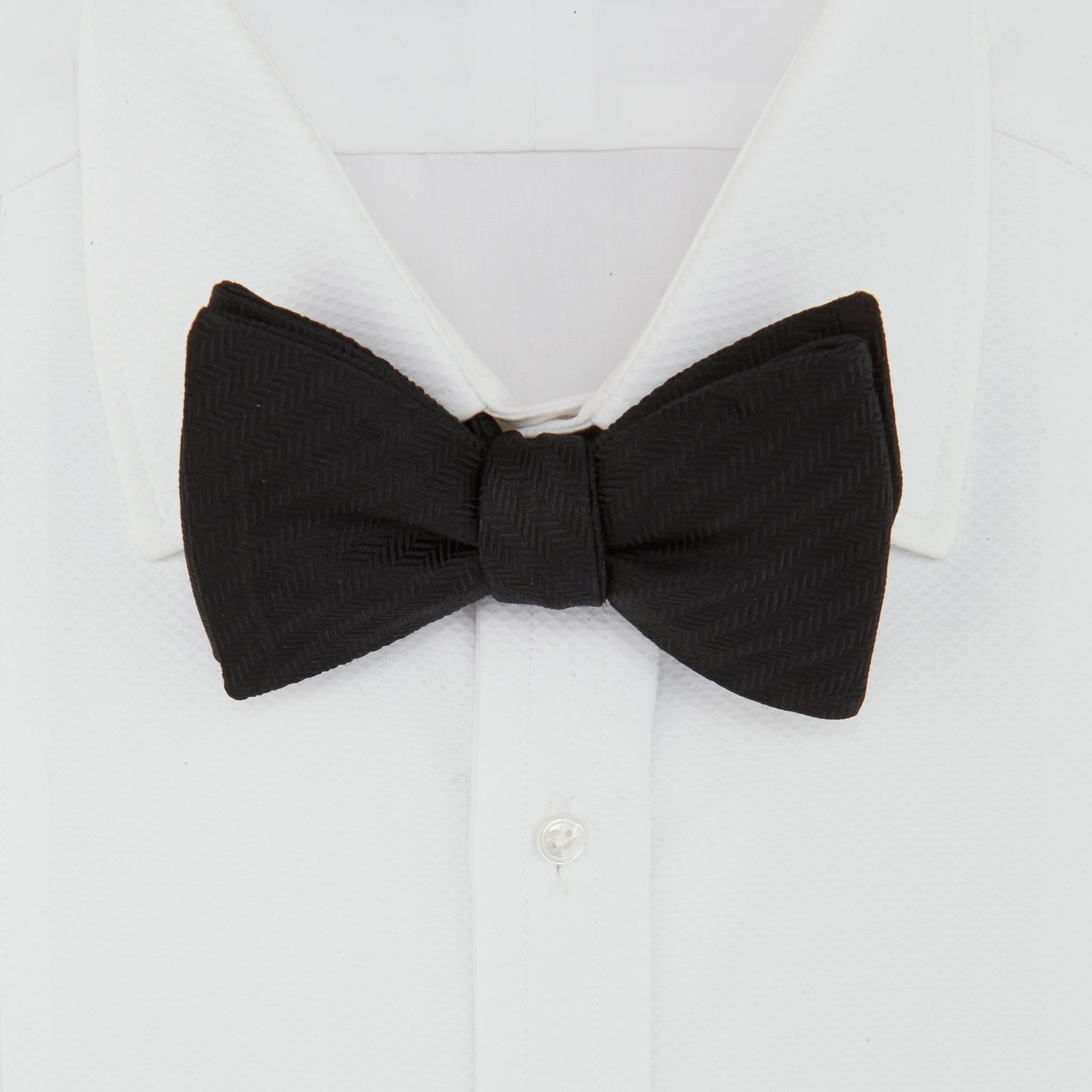 Image 2 of product Black Herringbone Silk Bow Tie