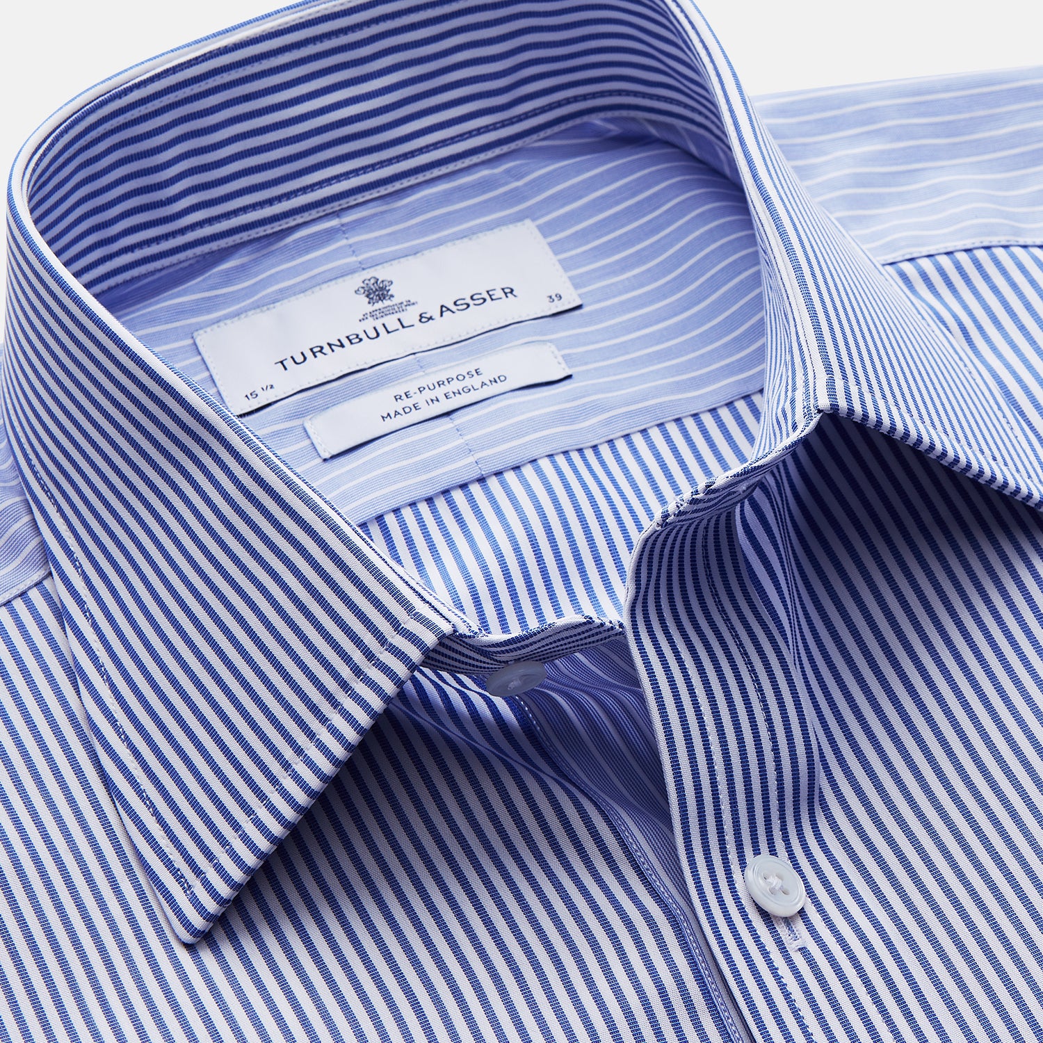 View 3 of product Blue and White Stripe Cotton RE-PURPOSE Mayfair Shirt