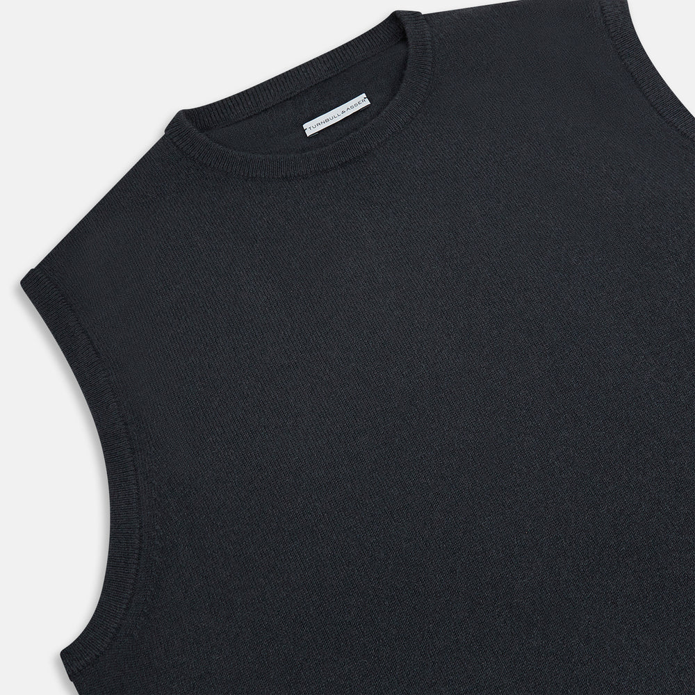 Dark Green Cashmere Round Neck Vest