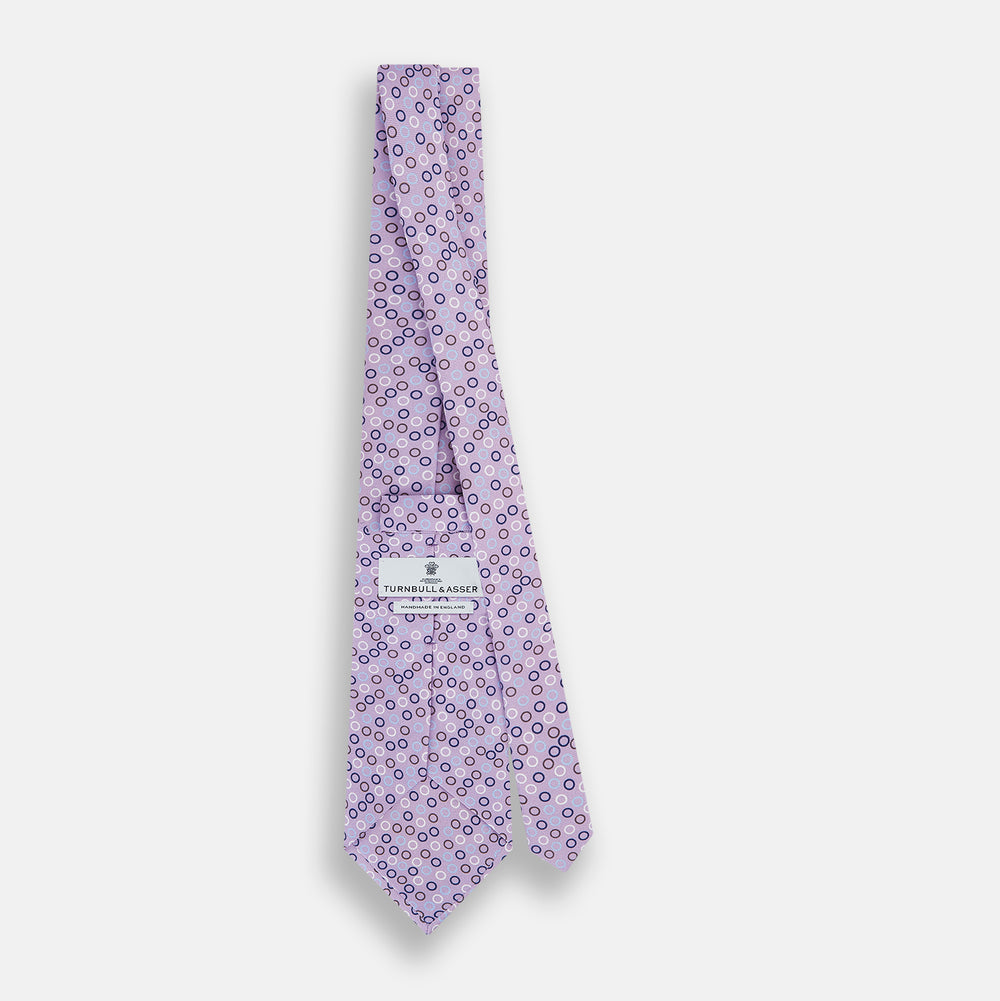 Multi-coloured Circle Lilac Printed Silk Tie