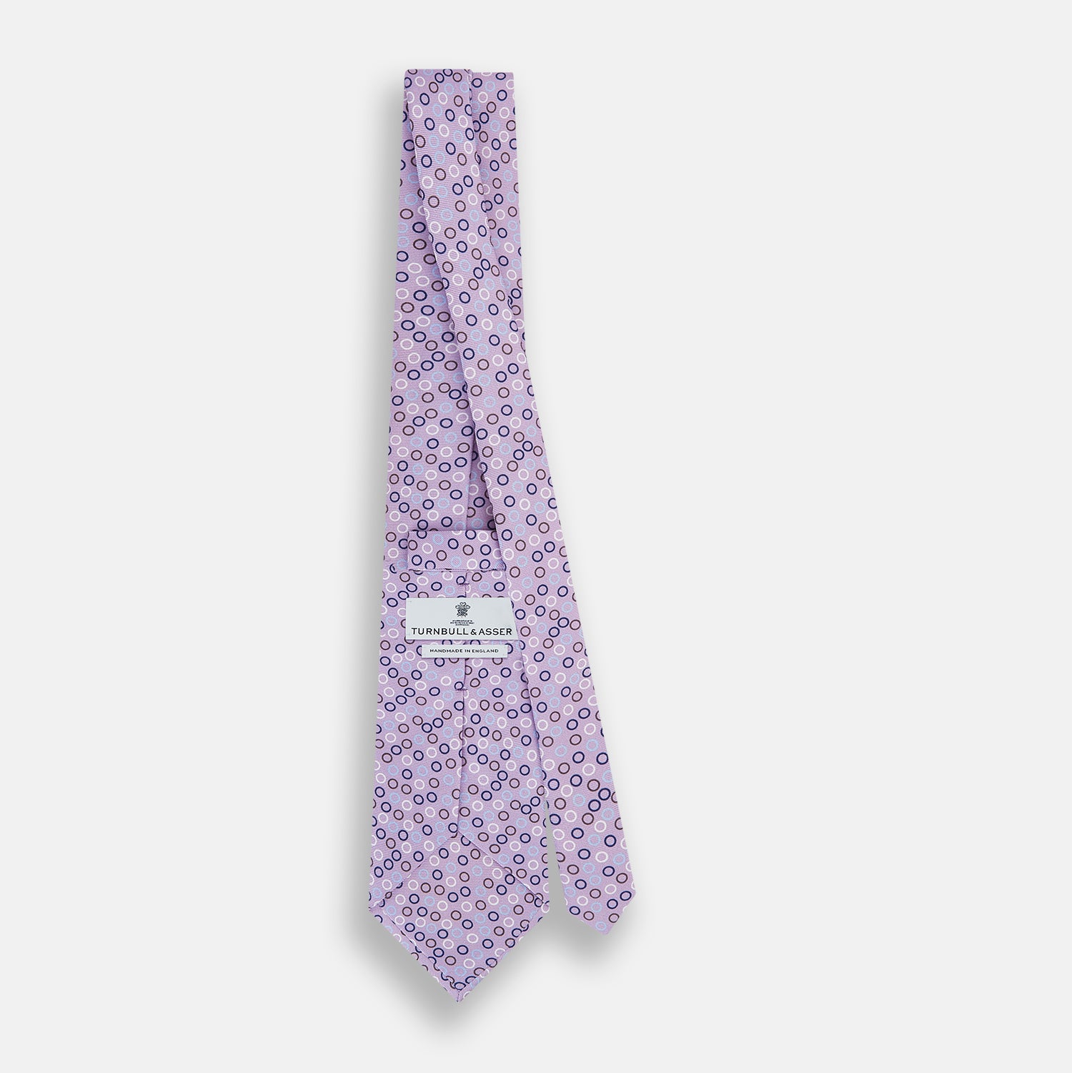 View 4 of product Multi-coloured Circle Lilac Printed Silk Tie