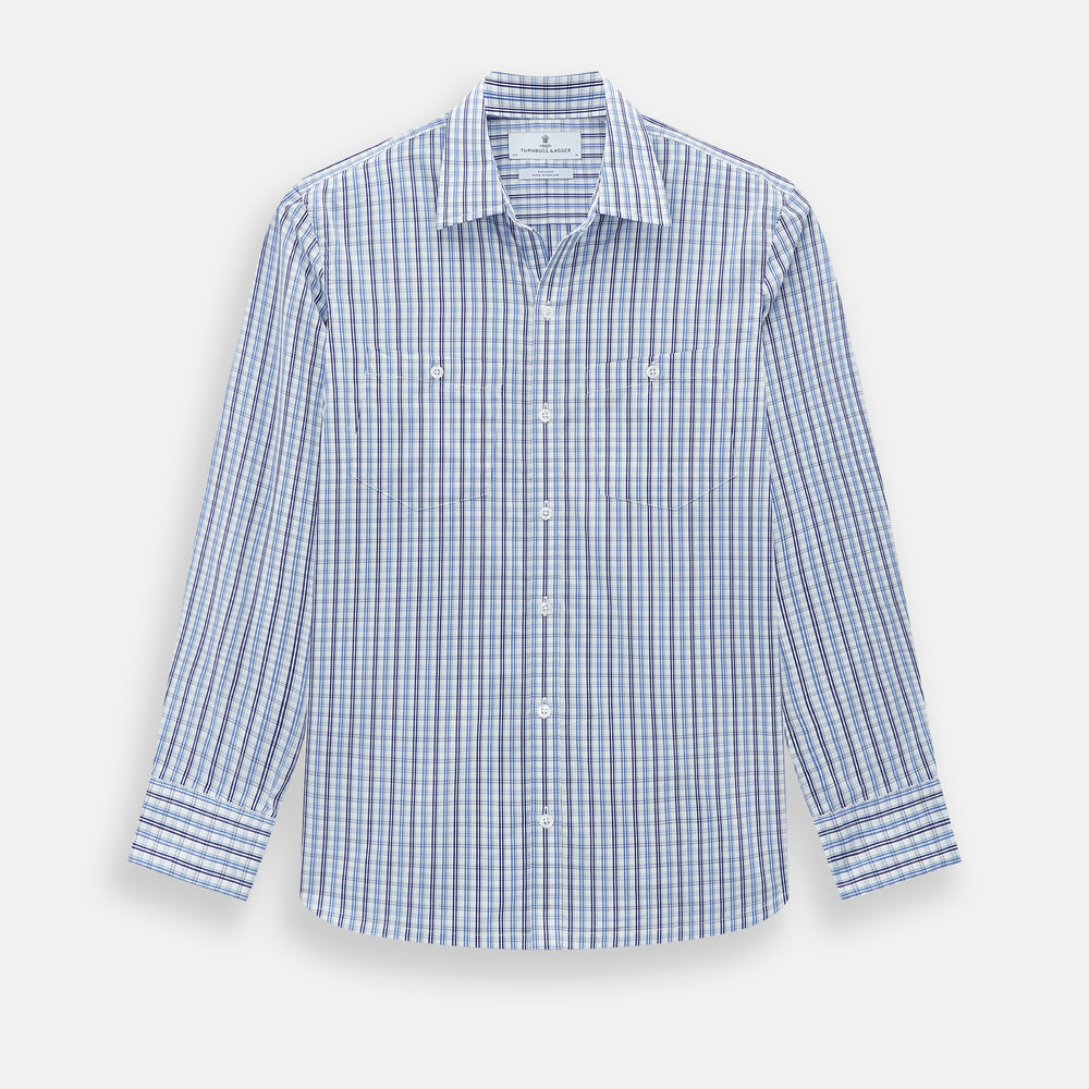 Blue and Navy Multi Check Piccadilly Shirt