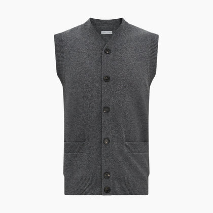 Charcoal Grey Cashmere Sleeveless Cardigan Image 3