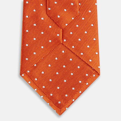 Orange and White Micro Dot Silk Tie Image 2