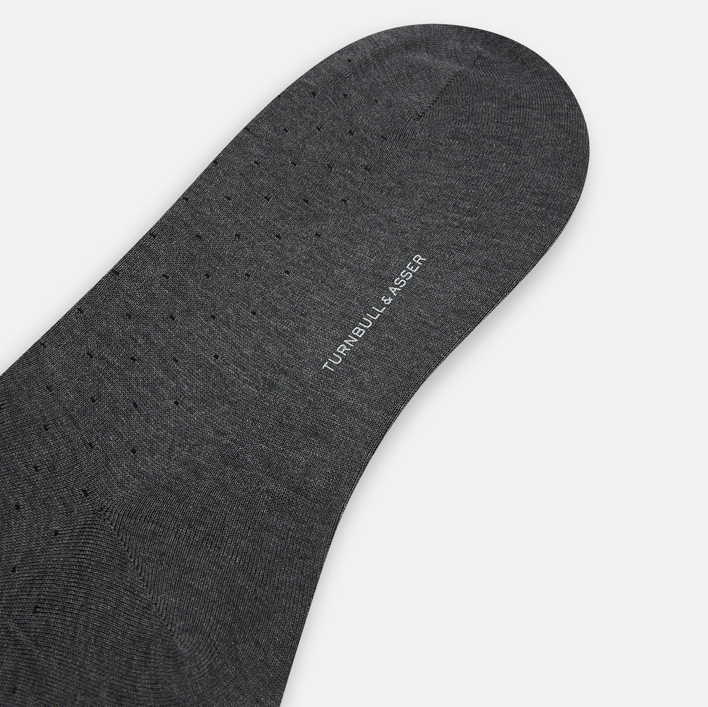 Dark Steel/Navy Polka Dot Mid-Length Socks