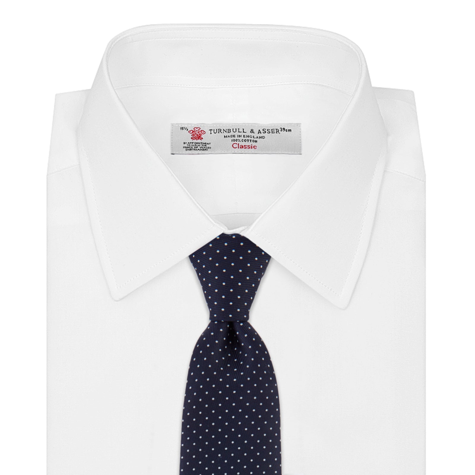 View 2 of product White and Navy Spot Printed Silk Tie