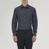 Dark Blue Denim-Cashmere Shirt with T&A Collar and Double Cuffs