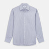View 1 of product Navy & Blue Stripe Weekend Fit Shirt with Derby Collar and Single Button Cuffs