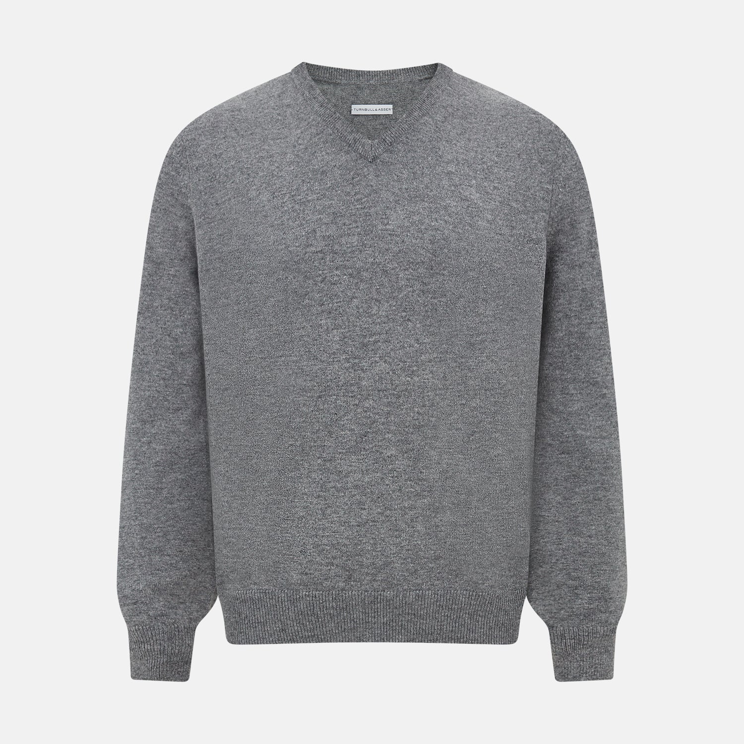 View 1 of product Grey Melange Cashmere V-neck Jumper