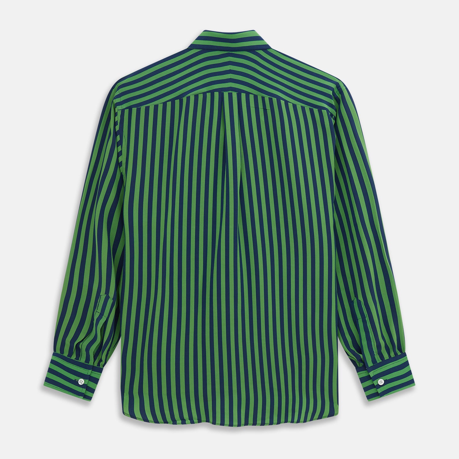 View 5 of product Green and Navy Candy Stripe Silk Weekend Fit Harold Shirt