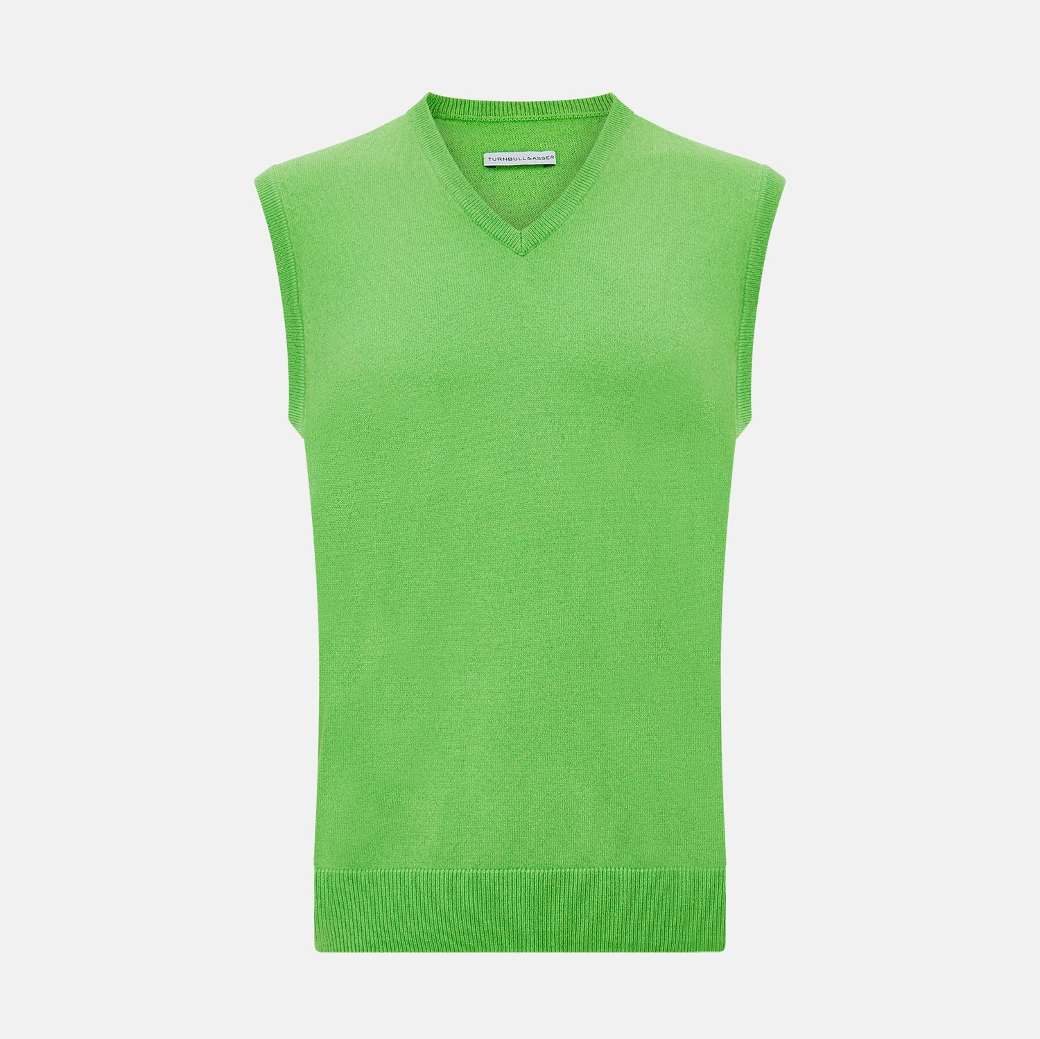 Bright Green V-neck Cashmere Vest