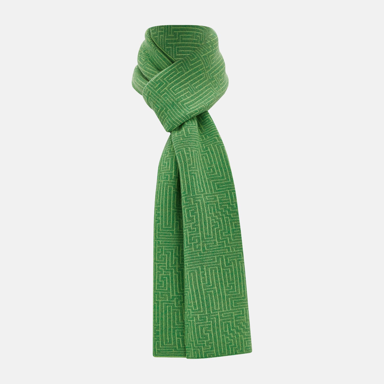 Image 1 of product Kelly Green Fretwork Cashmere Knitted Scarf