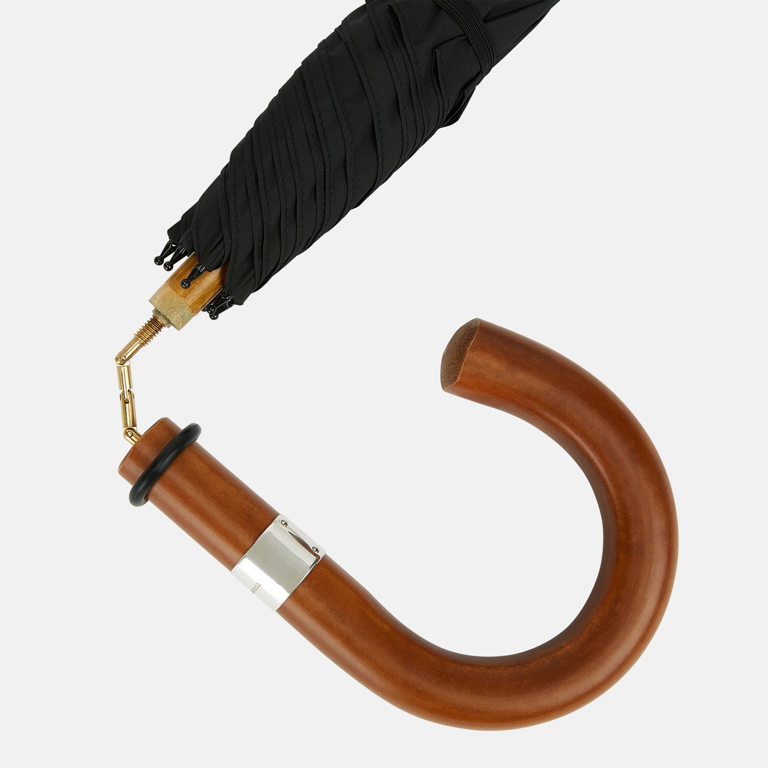 View 3 of product Black Traveller Umbrella with Malacca Crook Handle