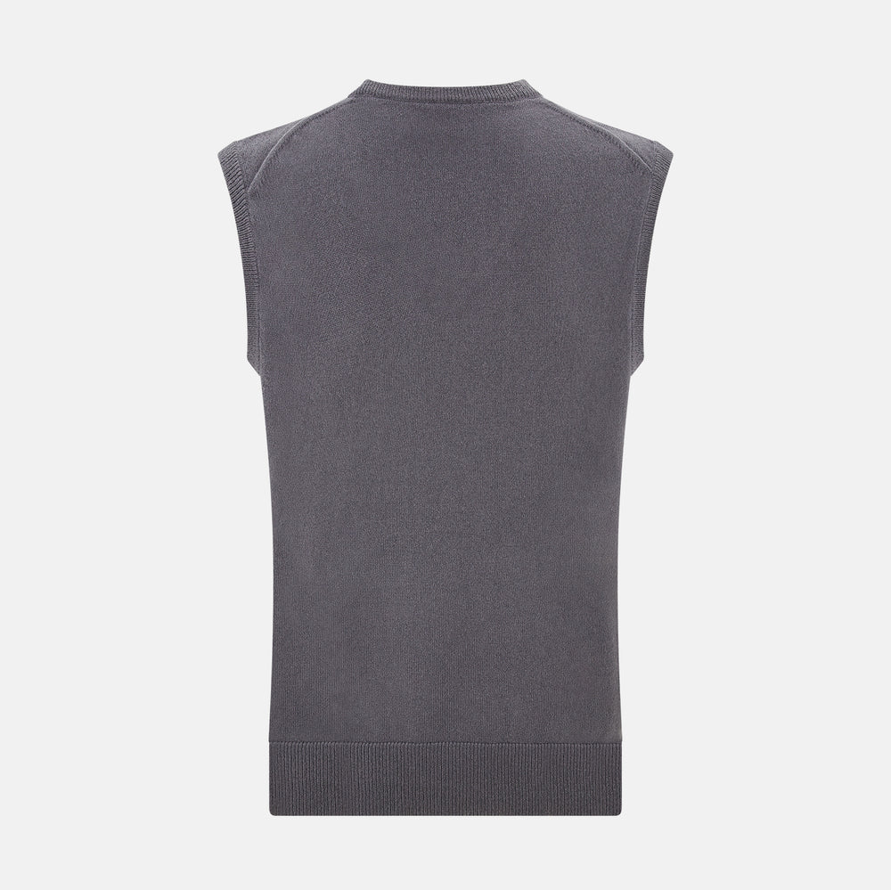 Slate Grey V-neck Cashmere Vest