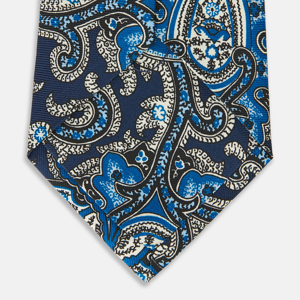 Blue and Navy Twisted Paisley Silk Tie