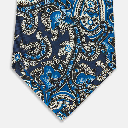 Blue and Navy Twisted Paisley Silk Tie Image 3