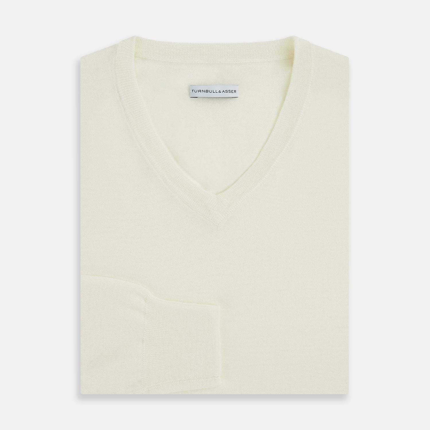 View 4 of product Cream Fine Merino V-Neck Jumper