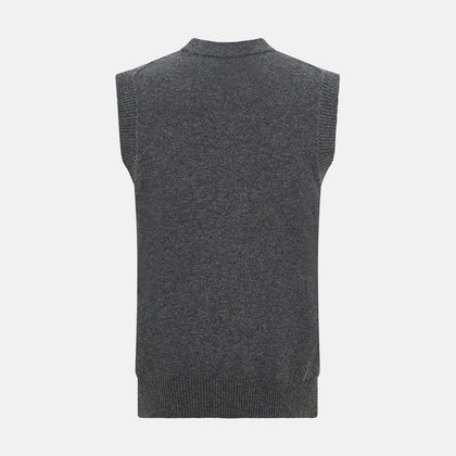Charcoal Grey Cashmere Sleeveless Cardigan Image 2