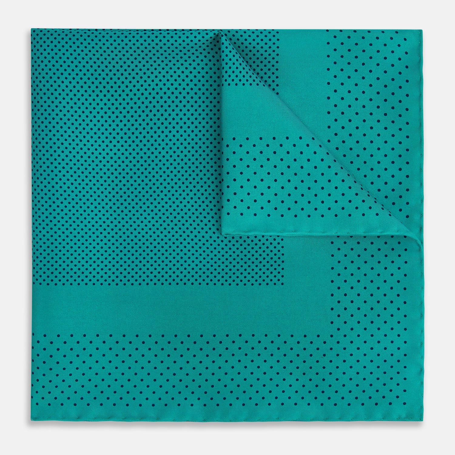 View 1 of product Petrol Green Dot Silk Pocket Square