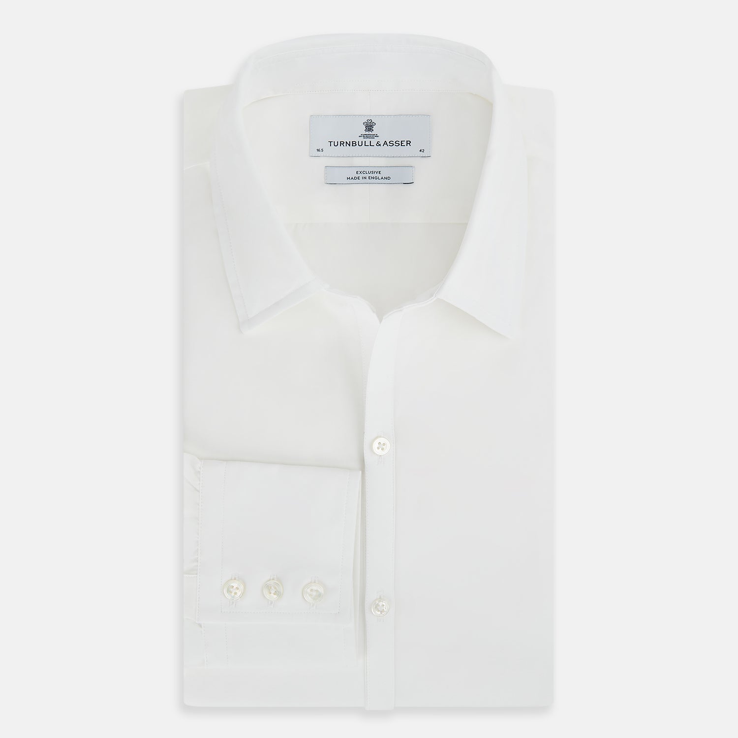 View 5 of product PLAIN WHITE WINDSOR SHIRT WITH TURNBULL OPEN COLLAR AND 3-BUTTON CUFFS