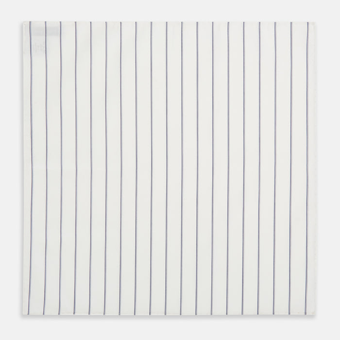 Dark Navy Double-Pinstripe Hand-Rolled Handkerchief Image 2