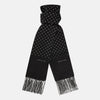 View 1 of product Black and White Spotted Silk Scarf with Fringes