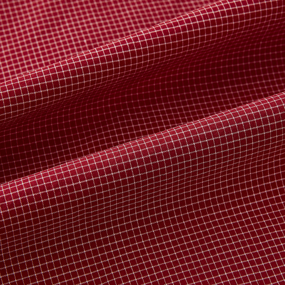 Dark Red Pin Check  Shirt with Contrast T&A Collar and Cuffs