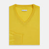 View 4 of product Canary Yellow Fine Merino V-Neck Jumper