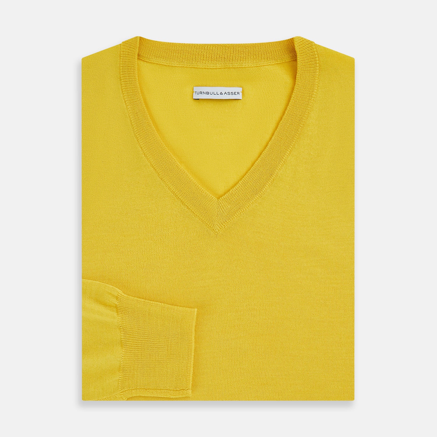 View 4 of product Canary Yellow Fine Merino V-Neck Jumper