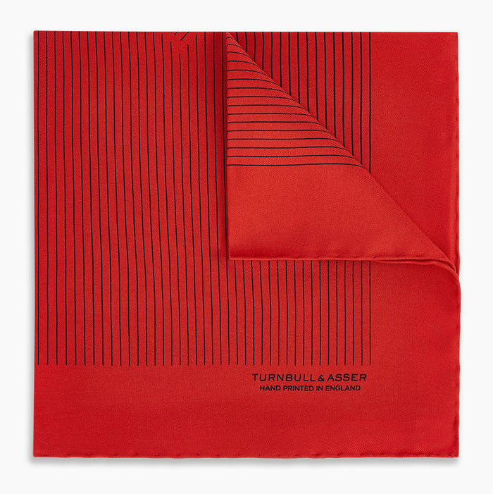 Red Stripe Silk Pocket Square Image 4
