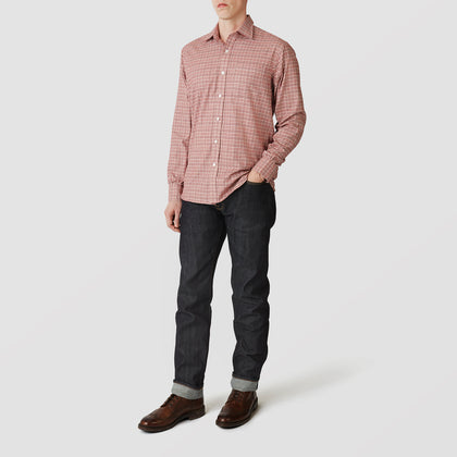 Red Check Weekend Fit Shirt With Derby Collar and 1-Button Cuffs Image 2