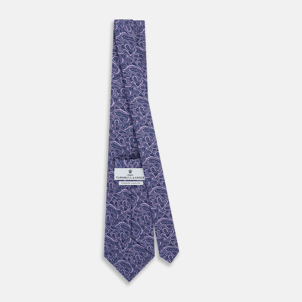 Lilac Paisley Printed Silk Tie