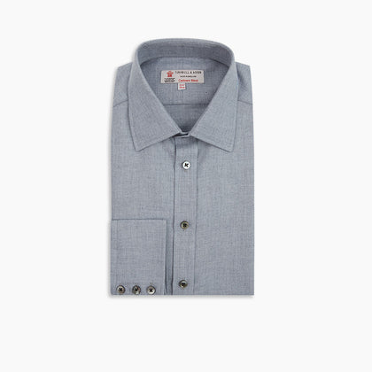 Grey Cashmere Blend Classic Shirt with T & A Collar Image 6