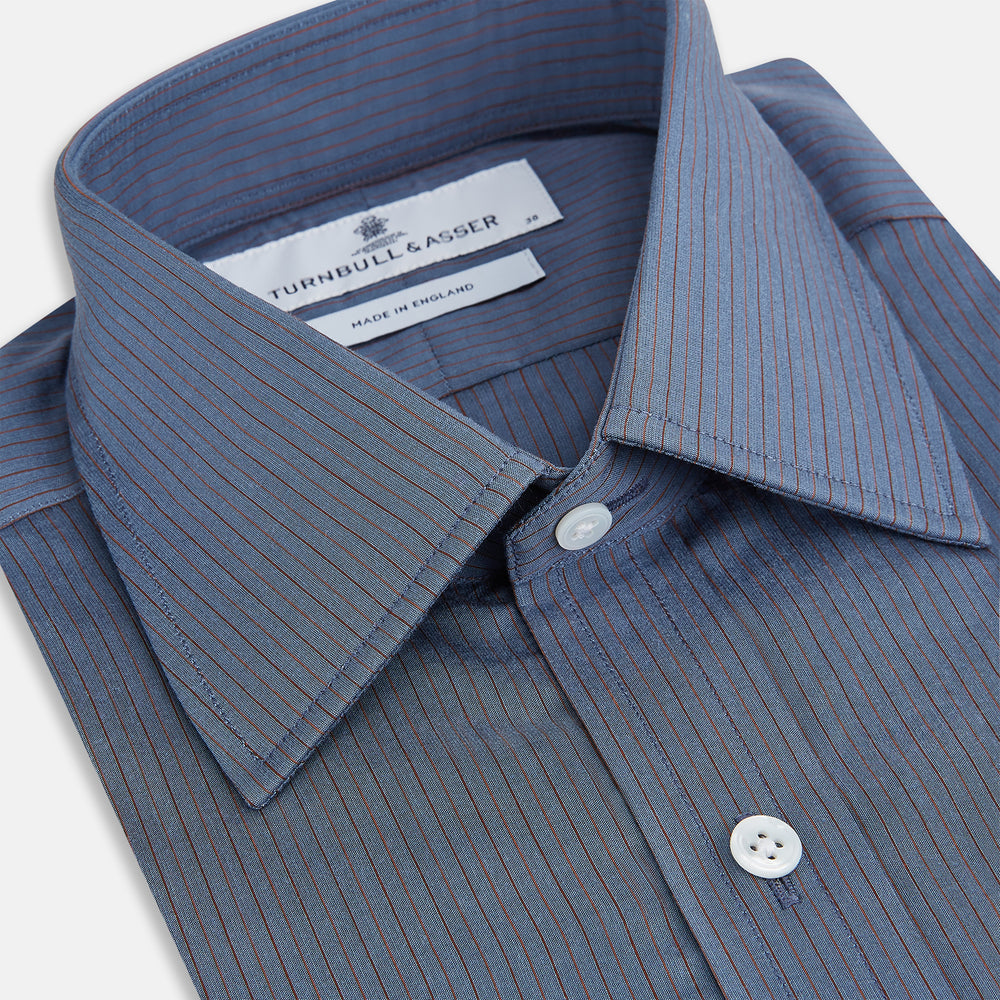 Mid Blue Red Stripe Regular Fit Mayfair Shirt
