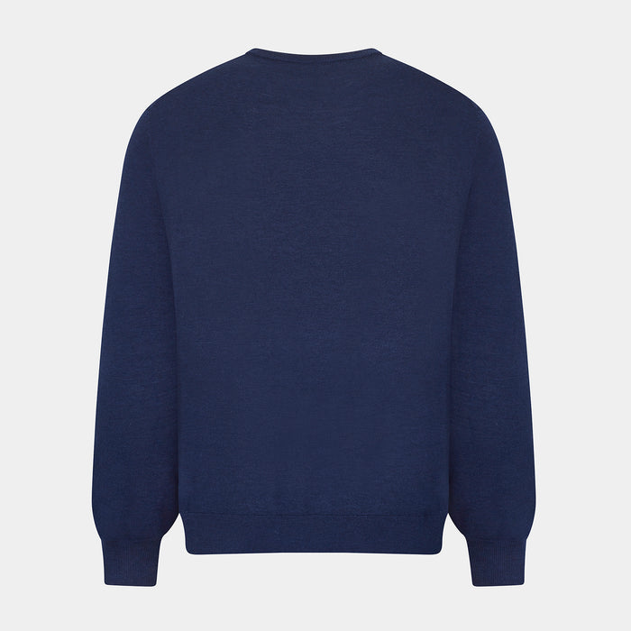 Navy Merino Round Neck Jumper Image 2