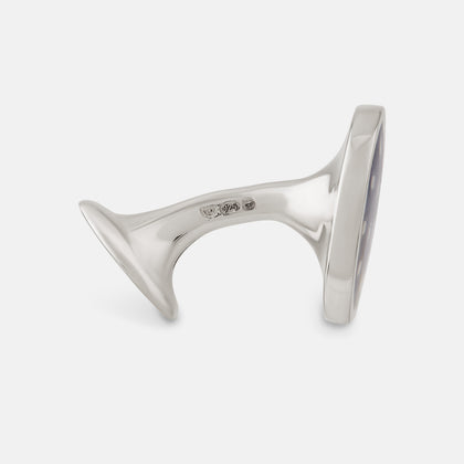 Navy Spotted Circle Enamel Cufflinks