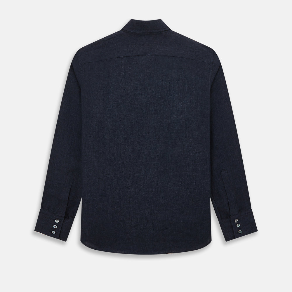 Navy Linen Windsor Shirt