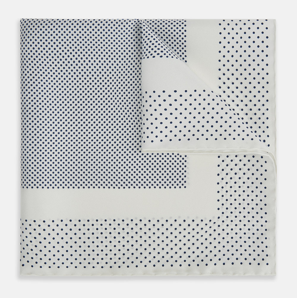 Cream Dot Silk Pocket Square