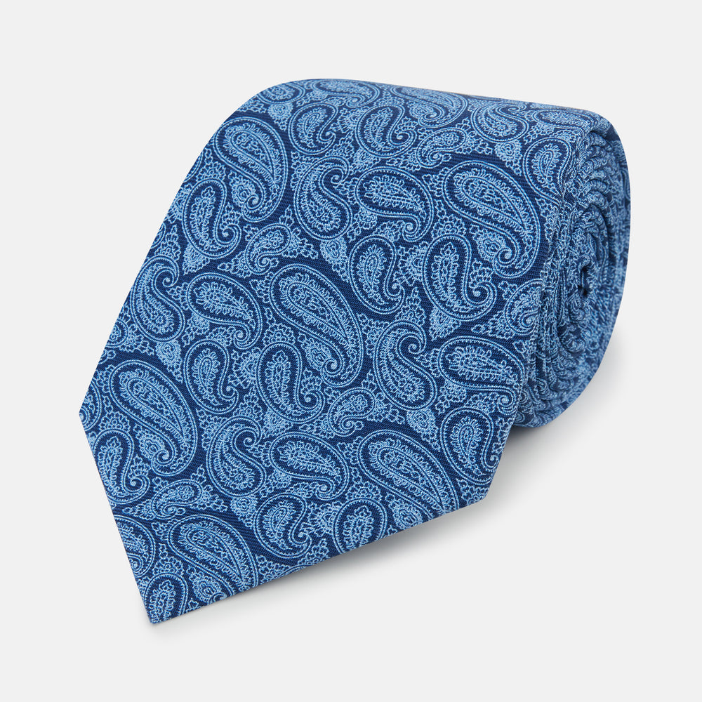 Azzurro Paisley Printed Silk Tie