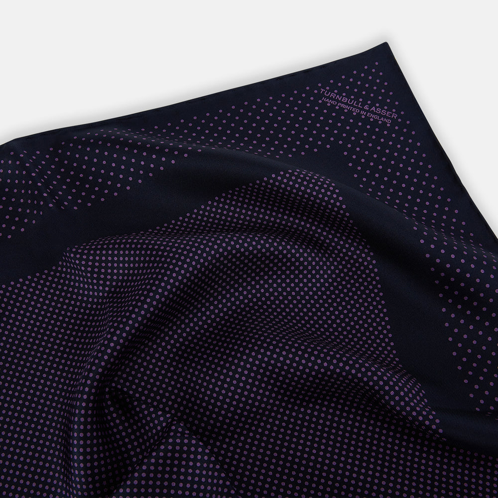 Navy and Purple Dot Silk Pocket Square