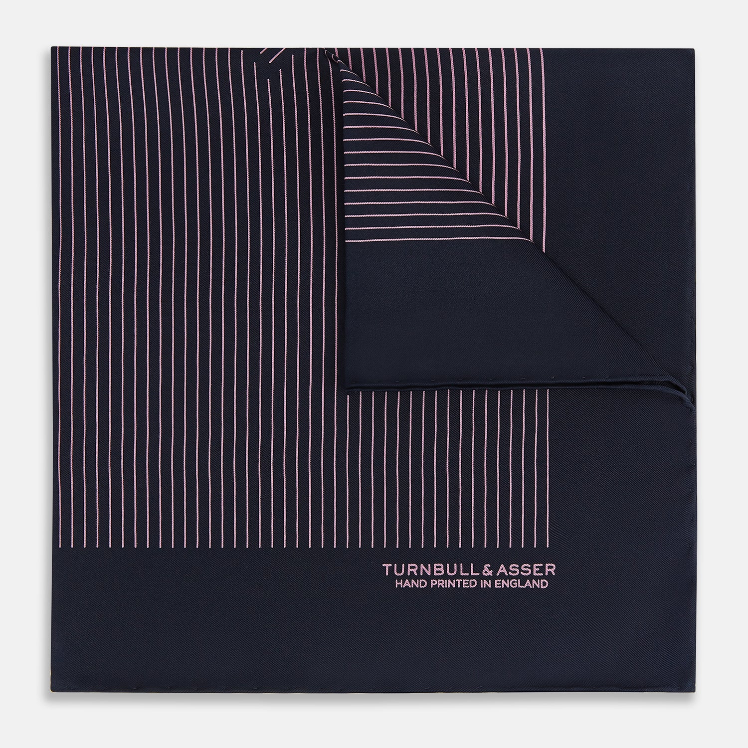 View 1 of product Navy and Pink Stripe Silk Pocket Square