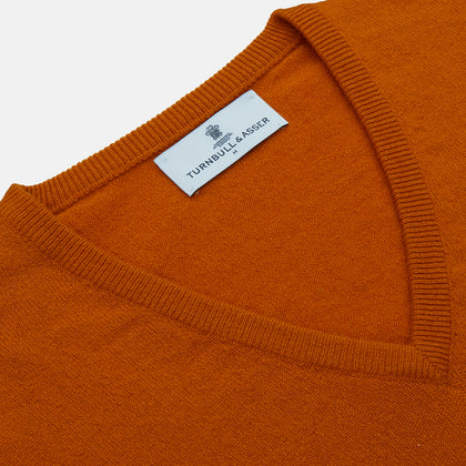 Rust Paden V-Neck Jumper Image 1