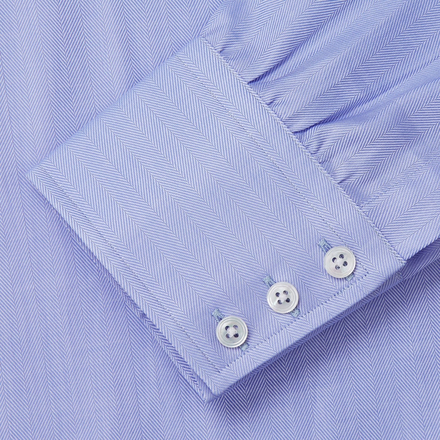 View 3 of product Blue Herringbone Regular Fit Shirt With Kent Collar
