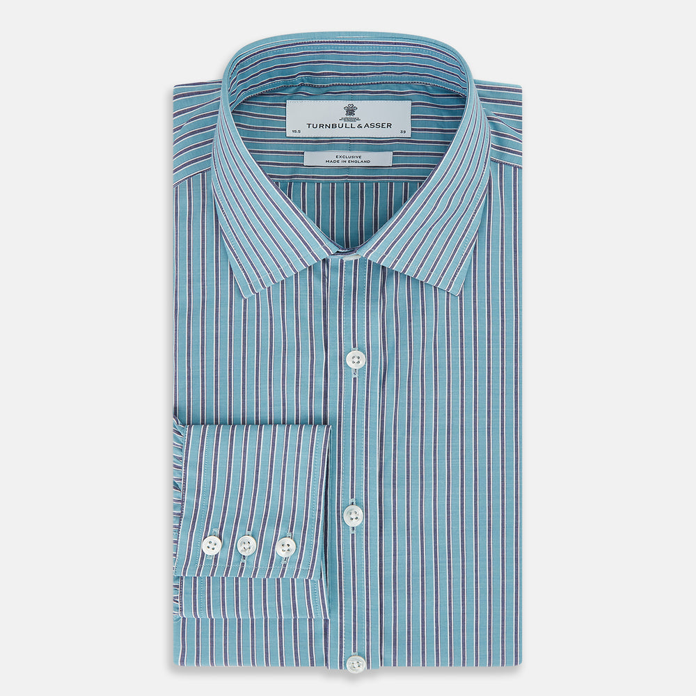 Turquoise Ticking Stripe Mayfair Shirt